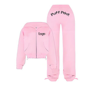 Tenues de survêtement personnalisées avec crop top zippé et pantalon de survêtement, vêtements de sport, ensembles de survêtement de fitness, streetwear, ensembles 2 pièces, vêtements pour femmes - Product Image 4