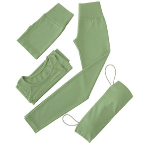 Compression Activewear Slim Nylon femmes Yoga Legging soutien-gorge ensemble taille élastique respirant séchage rapide 2 pièces taille moyenne - Product Image 6