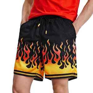 Flame logo sublimación malla corta alta calidad personalizado hombres 5 pulgadas costura interna malla pantalones cortos transpirable estampado Hombres Nuevo - Product Image 1