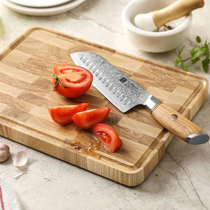 Planche à découper en bois de frêne naturel XINZUO, nouvelle conception avec rainure de drainage, couture sans couture, antidérapante, blocs à découper de cuisine réversibles - Product Image 1