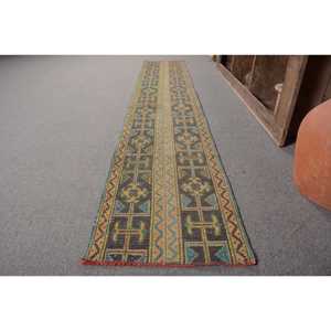 Village Green Classic Área grande 1,6 X 9.7ft Alfombra amarilla Vintage Lana turca Látex Rectángulo Patchwork para pasillo Alfombra de habitación - Product Image 2
