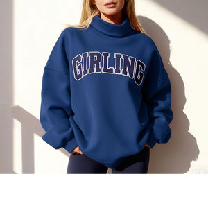 Sudaderas de Invierno y Otoño 2026 Personalizadas, Ecológicas, de Felpa de Algodón, Bordadas, Transpirables, de Cuello Alto Simulado, Extra Grandes para Mujer - Product Image 6