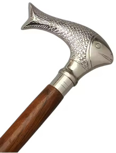 Poignée artisanale en laiton chromé de 36 pouces, motif poisson, légère, style moderne du milieu du siècle, décoration intérieure pour hommes et femmes, usage quotidien - Product Image 4