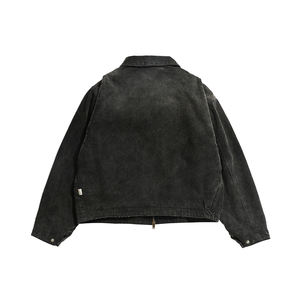 Chaqueta de mezclilla en blanco de algodón para hombre de alta calidad con cremallera completa personalizada Vintage ácido lavado Denim College Detroit Jacket - Product Image 2