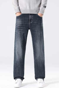 Pantalones vaqueros rectos transpirables a granel, venta al por mayor, ropa de calle informal, tela de algodón de primera calidad duradera, bajo MOQ directo de fábrica, envío rápido - Product Image 4
