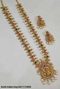 Iindian du sud Kundan Temple bijoux traditionnels Antique mariée mariage bijoux lourd plaqué or femmes ensemble de bijoux femmes - Product Image 2