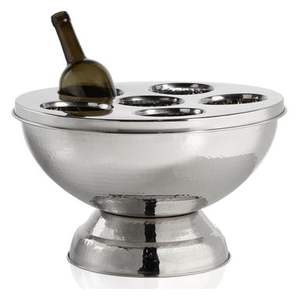 Great Design Raw Silver Metal Round Shape Champagne Bowl With Base & Handle <b>Wine</b> Cocktail Bowl for Home Bars Usage - Product Image 5