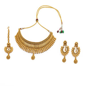 El collar Mukut antiguo chapado en oro más vendido con joyería árabe en la India para mujeres - Product Image 1