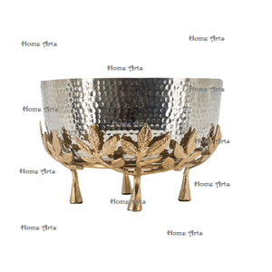 Cuenco de aluminio martillado para servir alimentos con base de latón Cuenco de frutas de calidad superior para uso en hoteles y restaurantes - Product Image 3