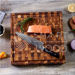 Tabla de cortar de teca de grano final SMARTWOOD de grado chef, gruesa, cuadrada, para charcutería - Product Image 4