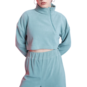 Sudadera con capucha de forro polar para mujer, estilo casual urbano, hombros caídos, transpirable, ecológica. - Product Image 1