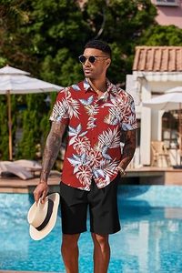 Casual <b>Suit</b> <b>Men's</b> Quick Drying Hawaiian Beach <b>Suit</b> <b>Men's</b> Short Sleeved <b>Floral</b> Shirt Beach Shorts Two-piece Set Casual Sets - Product Image 3