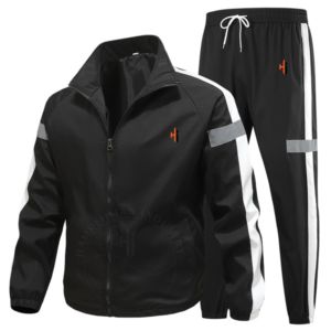 Chándal de gran tamaño para hombre, venta al por mayor, ropa deportiva para correr, entrenamiento para hombre, logotipo estampado personalizado, chándal de otoño e invierno para hombre de dos piezas - Product Image 1