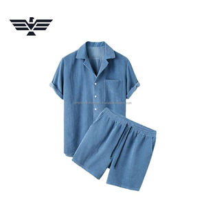 Mens Summer Casual Lounge <b>Set</b> Textured <b>Knitted</b> Weave Short Sleeve Shirt Elastic Waist Shorts Lightweight Sublimation 320g <b>Set</b> - Product Image 6
