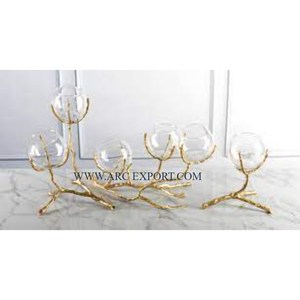 Vases à fleurs de table design classique en aluminium verre transparent Vases à fleurs de forme ronde Vases à fleurs de décoration de la maison en Inde - Product Image 5