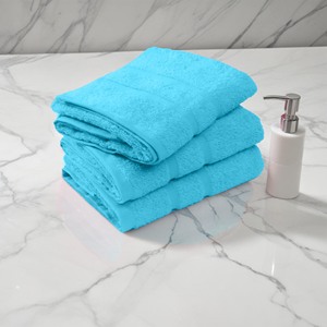 Serviette de toilette 100% coton 50x100 cm – Très absorbante et douce – Motif diamant, bordure grecque, 2 motifs Cam et Castle – Multicolore - Product Image 1