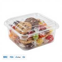 Boîte à collation en PET transparente en vrac 500g, conteneur alimentaire jetable pour biscuits avec couvercle, qualité alimentaire, recyclable, vente en gros