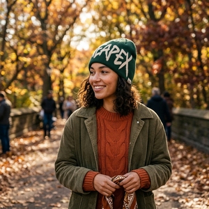 Gorro de Punto Verde Personalizado con Logotipo ONEAPEX en Crema, Cálido, con Puño Acanalado, Estilo Urbano, Unisex, para Invierno - Product Image 5