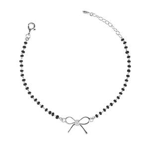 NOVAMART Fine 925 Sterling <b>Silver</b> Bow Design Mangalsutra Hand <b>Bracelet</b> Fashionable <b>Bangle</b> Wholesale Export - Product Image 1