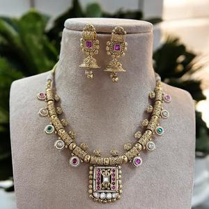 Beautiful Premium Quality Gold Plated Rajwadi <b>Set</b> for Women Classic Necklace with Earrings Designer Wedding Wear <b>Fashion</b> <b>Jewelry</b> - Product Image 1