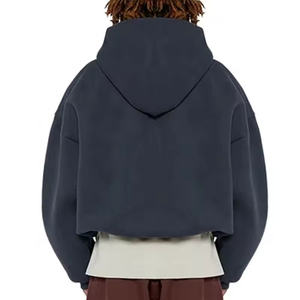High Quality Cropped Hoodie Men Full Zip up Hoodie Custom Fleece Face Full Zip Hoodies - Product Image 5