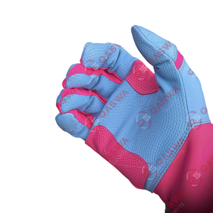 Haute qualité blanc rose et bleu couleur combinaison extensible sangle manchette cuir Baseball gants de frappe - Product Image 5