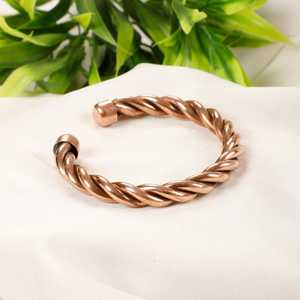 Bracelet en cuivre tressé Manchette en cuivre arrondie thérapeutique Manchette en cuivre minimaliste pour homme - Product Image 3