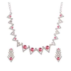 Mayorista indio Proveedor de joyería CZ Crystal Rhinestone Gargantilla Conjunto de collar de boda con pendientes colgantes Joyería para mujer - Product Image 3