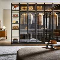 Armoire de luxe légère avec portes coulissantes en verre, meuble de chambre à coucher au design moderne, penderie coulissante avec portes vitrées