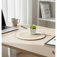 AG Elements Made India, set de table en jute et coton mélangés, tissé à la main, 14 pouces, 2 mm d'épaisseur, finition naturelle, contemporain, écologique, antidérapant