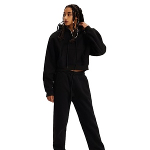 Alta calidad, bajo precio razonable, ropa de calle informal personalizada, Sudadera con capucha corta de gran tamaño para mujeres, sudaderas con capucha, fabricante al por mayor - Product Image 3