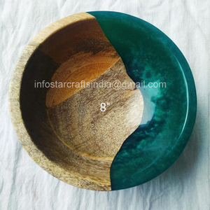 Gran oferta, cuenco para servir ensalada artesanal de seguridad alimentaria, último cuenco decorativo de madera de acacia y resina para decoración de mesa - Product Image 6