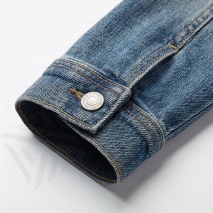 Attractive Men Denim Jacket Regular Sleeves Regular Fit <b>Covered</b> <b>Button</b> Closure Customized Color Winter Look Modern Street Front - Product Image 6