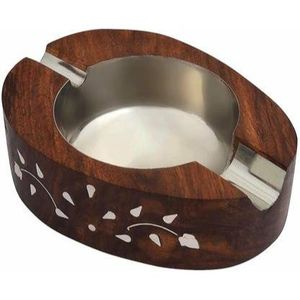 Cenicero de madera natural, cuenco redondo compacto, soporte para pipa, plato para fumadores, decorativo, respetuoso con el medio ambiente, mesa elegante - Product Image 4