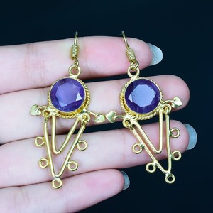 Best Quality 925 Solid Sterling <b>Silver</b> Handmade Drop <b>Earrings</b> Girls' <b>Wedding</b> Gifts-Trendy Amethyst Spinner Dangle for Women - Product Image 5