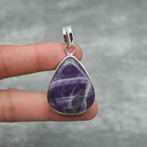 Collier pendentif en améthyste violette, pierre précieuse naturelle, argent sterling 926, bijoux faits à la main, cadeau élégant - Product Image 5