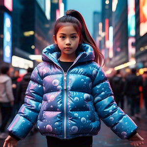 Wholesale Sublimation Puffer Jacket <b>Toddler</b> Girls Windproof Winter Zipper Hooded Printed Lining Puffer Bubble Jacket Girls - Product Image 2