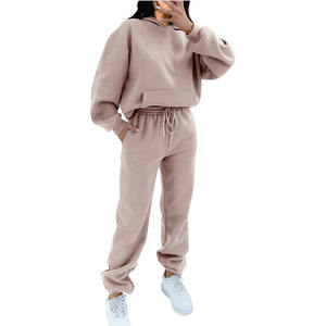 Survêtement Baggy en coton polaire Polyester pour femmes 500 GSM poids lourd confortable surdimensionné motif solide grande taille pour l'hiver - Product Image 5