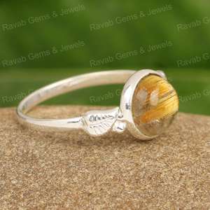 แหวนหมั้นของผู้หญิง925สเตอร์ลิงเงินแท้10มม. แหวนหมั้นใบทับทิมสีทองธรรมชาติดีไซน์เนอร์สไตล์ดีไซน์เนอร์โดยตรง - Product Image 2