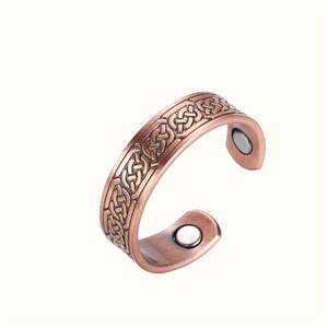 Ensemble bracelet et bague ajustables en alliage de cuivre magnétique vintage pour hommes - Cadeau naturel celtique - Product Image 6