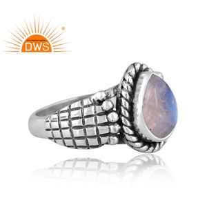 Latest Design Oxidized 925 Sterling <b>Silver</b> Natural Rainbow Moon Stone Gemstone <b>Statement</b> <b>Ring</b> Custom Jewelry Manufacturer - Product Image 2
