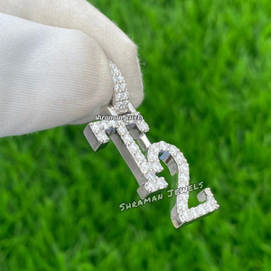 จี้ชื่อแบบกำหนดเอง ตัวอักษรหรือตัวเลข ประดับเพชร ทำจากเงินแท้ 925 ชุบแบบ Iced out ของขวัญสุดพิเศษ - Product Image 5