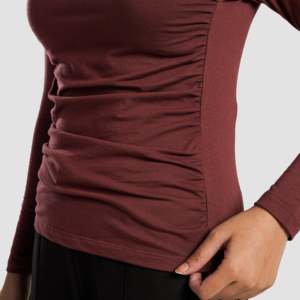 Women'<b>s</b> Side Gather Top in Maroon-Elegant <b>Blouses</b> & Shirts - Product Image 6