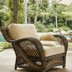 Chaise de salle à manger d'extérieur en rotin, écologique, durable, confortable, légère et minimaliste, pour chambre, ferme et parc - Product Image 1