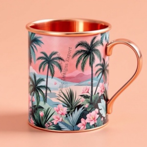 Elegante taza recta de cobre de calidad superior, hecha a mano de metal ecológico con pegatina vibrante para uso en el hogar y la Oficina, artículo de regalo - Product Image 4