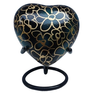 High Quality Brass <b>Heart</b> Cremation Urns With Gold And <b>Black</b> Finished For Funerals And Ashes Storage - Product Image 1