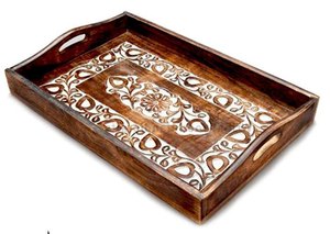 Plateau de service rectangulaire en bois au design élégant Finition naturelle Taille standard pour la maison et le mariage Plateau de service fait à la main - Product Image 4