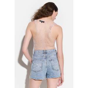 Blusa Casual Diaria de Cuello Redondo con Manga Casquillo, Decoración de Encaje Vintage, para Mujer, Ajustada, con Pedrería Brillante, Frente de Malla de Poliéster, para Oficina - Product Image 5