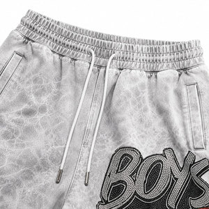 Pantalones Cortos Bermuda Grises Tie Dye para Hombre con Logotipo Bordado de Boys Don't Cry, Cintura con Cordón, Pantalones Cortos Casuales de Algodón - Product Image 6
