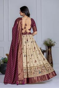 เสื้อเบลาส์ lehenga และแจ็คการ์ด Dupatta กับ Jari พิมพ์ลายพิเศษล่าสุด - Product Image 4